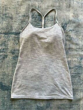 Lululemon Alpine White Ice Grey Battleship Power Pose Tank Size 6